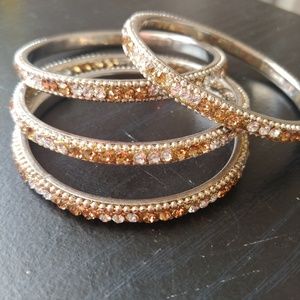 NWOT Gold Silver rehinstones Designed Bangles